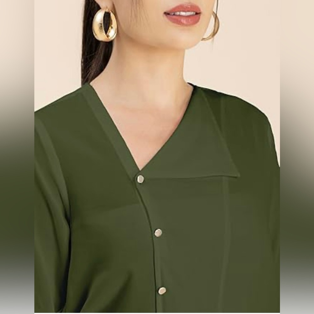Chico's Olive Button Down Shirt‎